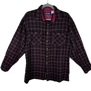 John Blair Vintage Maroon Plaid Long Sleeve Collared Button Up Shirt Size M